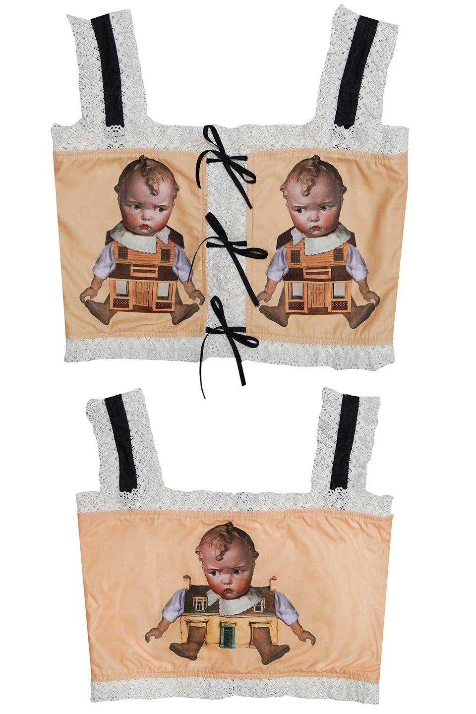 Puppen-Print-Spitzenband-Weste