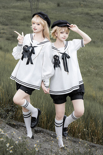 ホワイトブラックゴシックセーラーセットアップ
