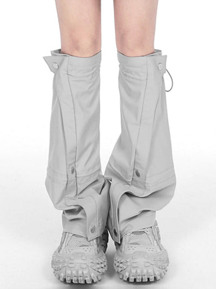 Layered Light Gray Black Drawstring Long Leg Covers