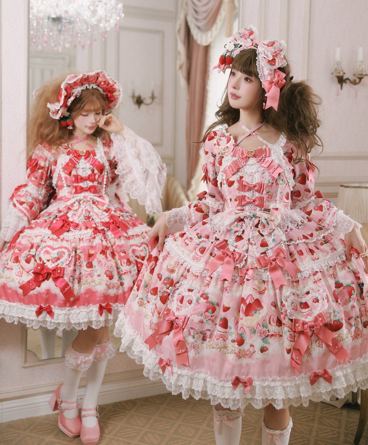 【2月27日予約締切】ストロベリーアンティークドールドレス＋フルセット＋ボンネット＋カチューシャ