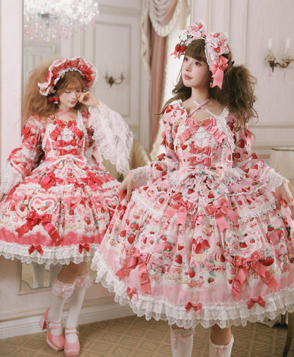 【2月27日予約締切】ストロベリーアンティークドールドレス＋フルセット＋ボンネット＋カチューシャ