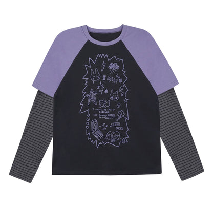 Dark Graffiti Print Top