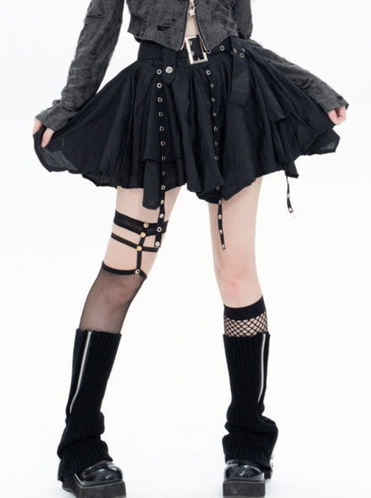 Punk Style Pleated Ruffle Skirt