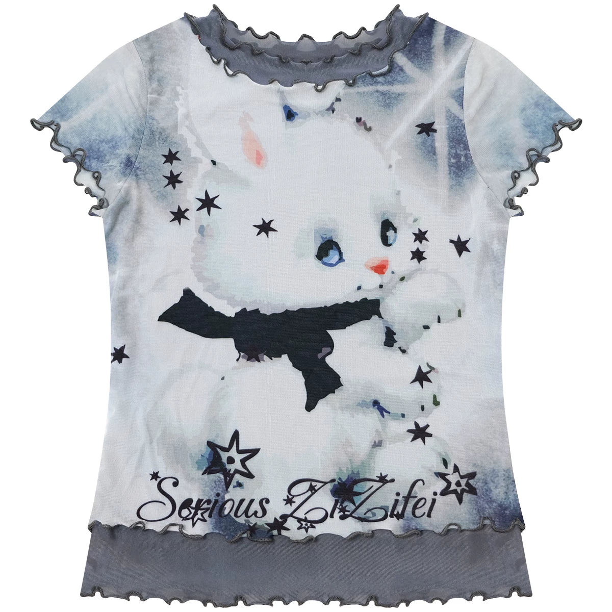 Rabbit Dream Cat Print Top