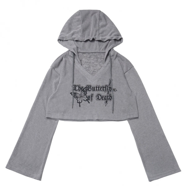 Y2K hooded short top + sleeveless shirt with tie + check culottes