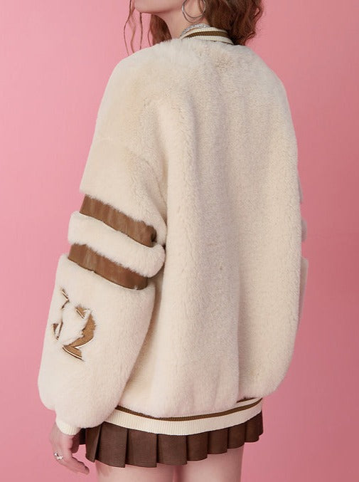 American Retro Uniform Fur Jacket