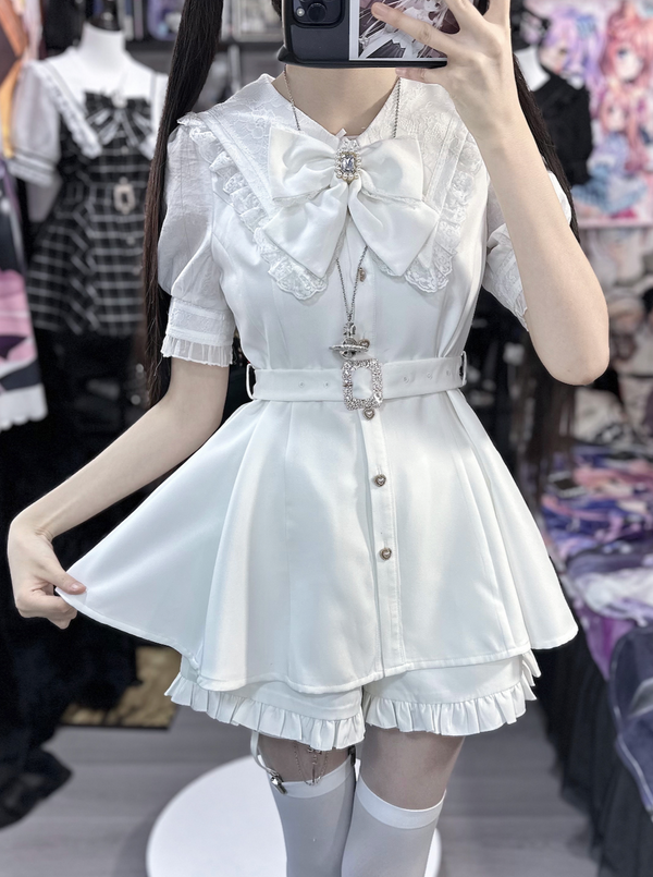 Ribbon Puff Sleeve Top + Ruffle Pants