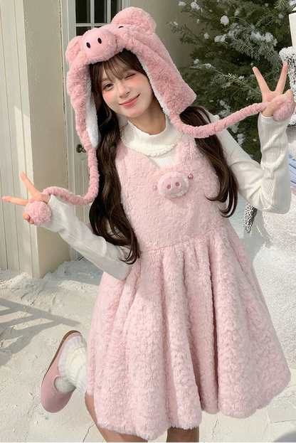 ピッグデザインサスペンダードレス