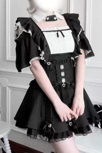 Maid Style Short-Sleeved False Collar Shirt
