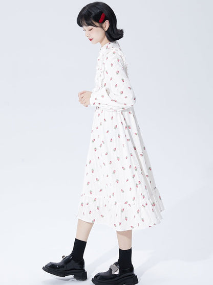 Strawberry Design Pure White Dress