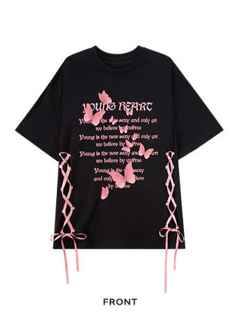 BLACKPINK LACEUP BUTTERFLY LOOSE T-SHIRT 