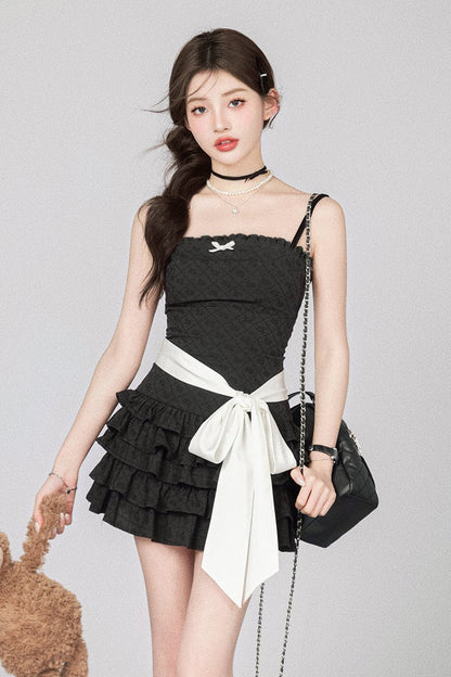 Flower Bell Black And White Dress