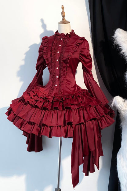 【2月21日予約締切】フォギーナイトローズゴシックロリータラッフルシャツ＋イレギュラースカート