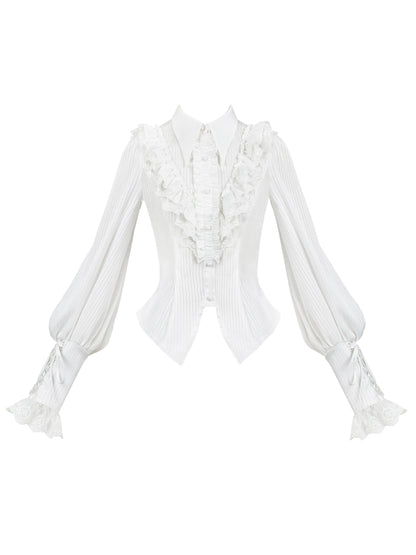 【予約商品】エレガントシフォンランタン袖シャツ