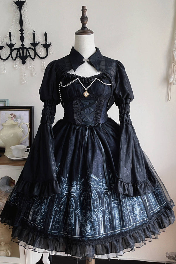 Star Night Dark Gothic Style Lolita Dress + Short Shawl