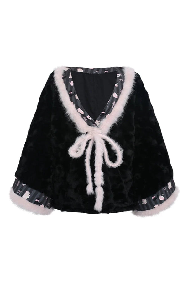 Japanese style top + cape + ribbon girdle + cake skirt