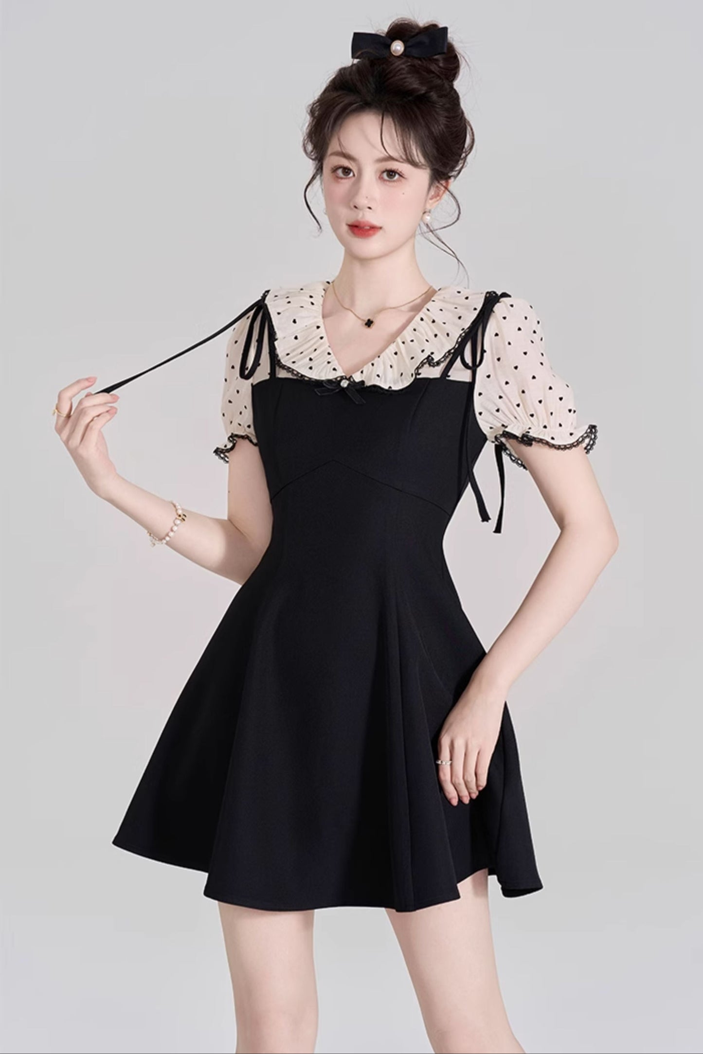 カレッジリボンフレンチワンピース