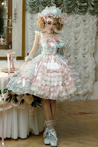 [Reservation deadline on October 18] Rose Garden Floral Pearl Ribbon Tulle Dress