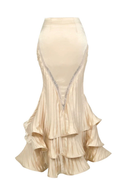 フレンチロココサテンロングマーメイドスカート