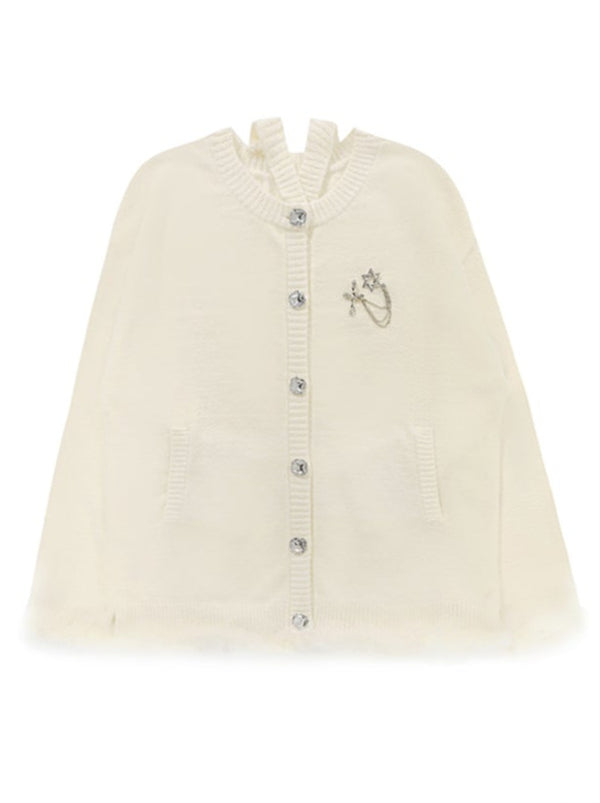 Pure Dzire Cross Feather Long Knit Cardigan