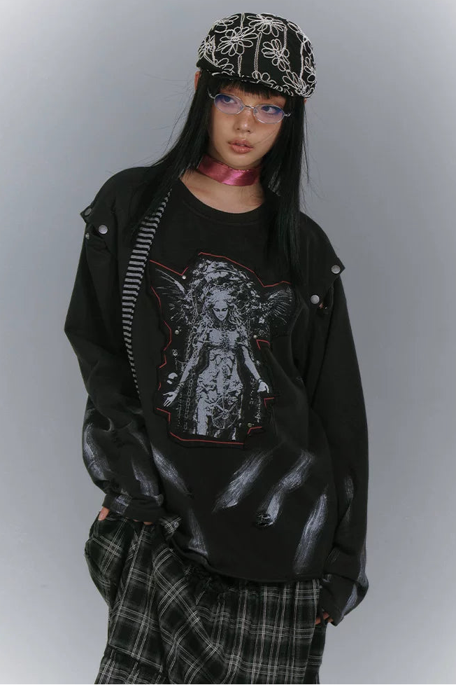 カットアームデザインルーズモードトップス