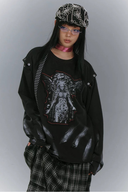 カットアームデザインルーズモードトップス