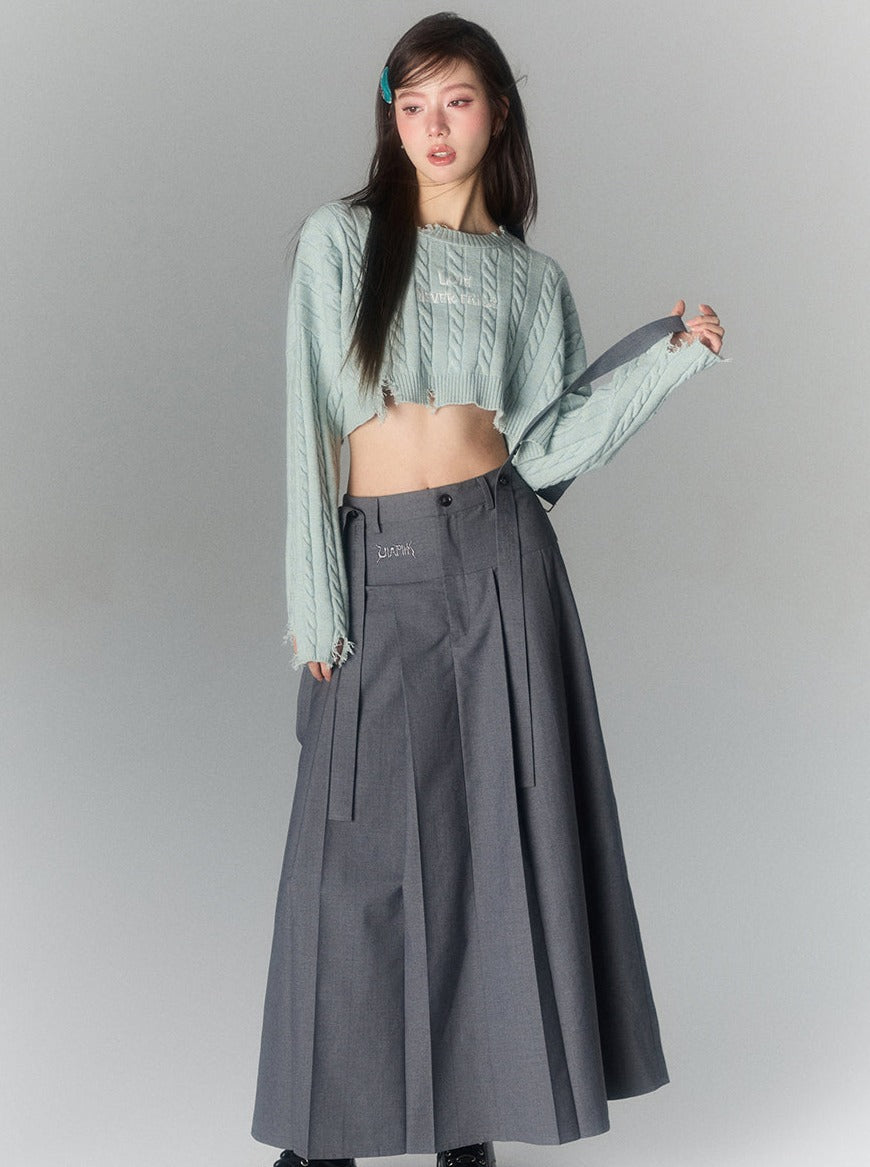 Simple suspender Suit long skirt