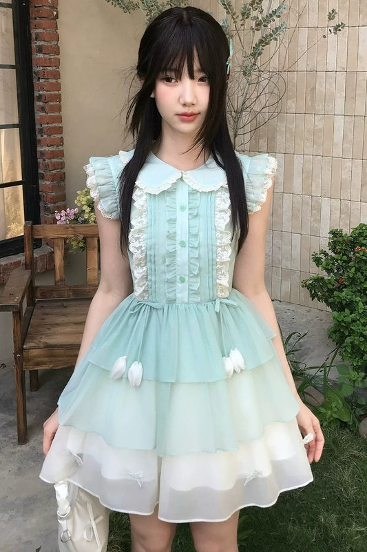 リリーフライングレースノースリーブドレス