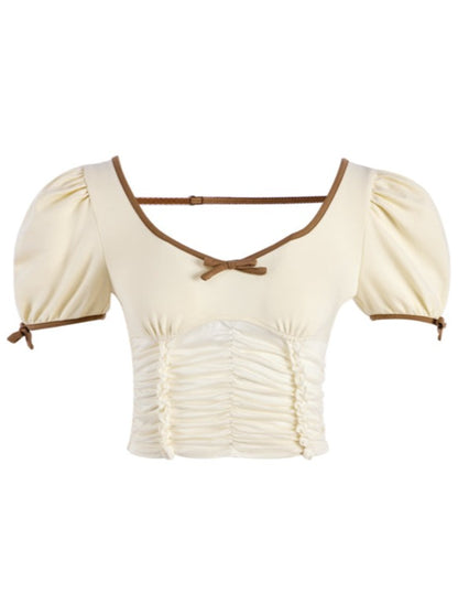 Pleated square collar top