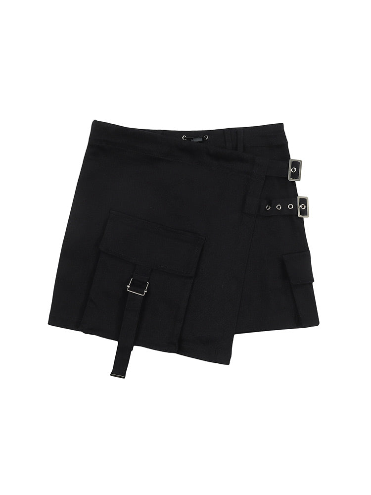 Double belt assime short skirt