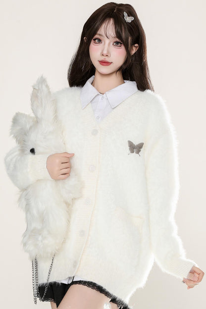 Soft Mohair Butterfly Knit Sweater