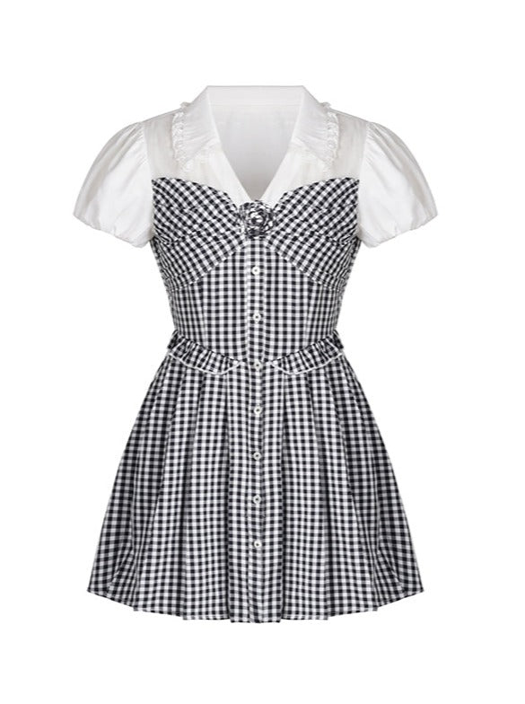 Puff Sleeve Dress + Check Dress