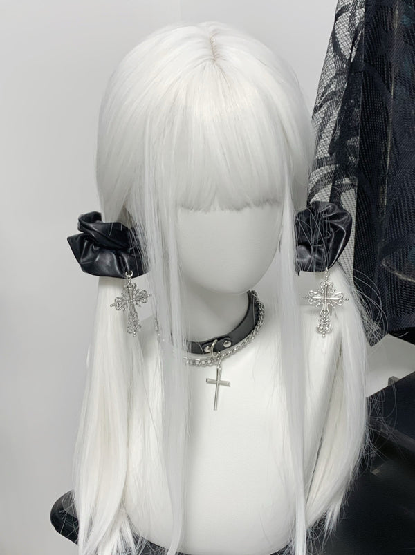 ダークレザークロスヘアバンドシュシュ