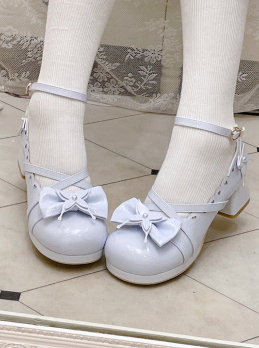 Lolita Sweet Elegant Mid-Heel Round Toe Ribbon Shoes