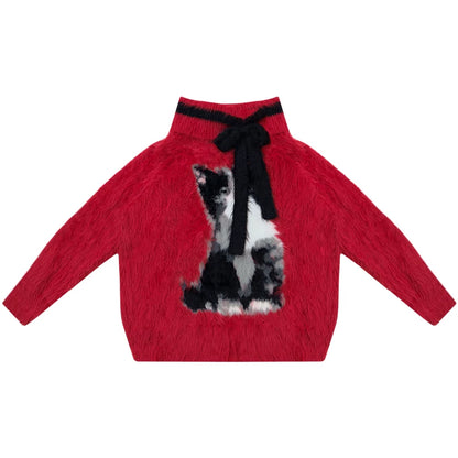 Dark Cat Off-Shoulder Sweater