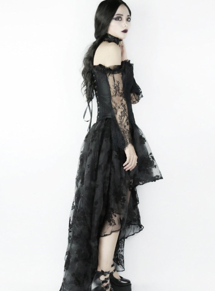 Dark Gothic Trailing Lace Long Skirt