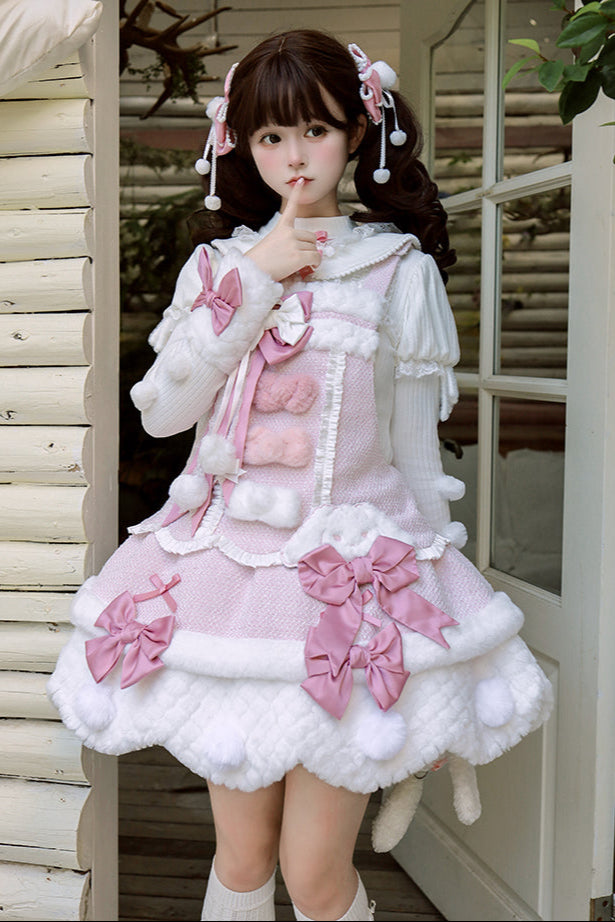 [Deadline for reservations: December 8] Floss Sugar Rabbit Fur Ball Ribbon Suspender Dress
