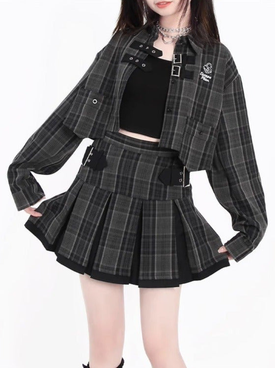 Cool Street Check Short Jacket Skirt Setup