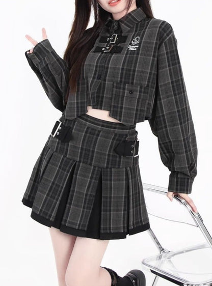 Cool Street Check Short Jacket Skirt Setup