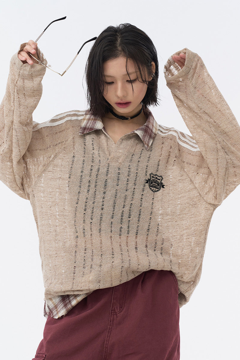Plaid Sheer Sweatshirt