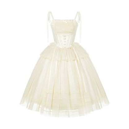 Weißes Korsett-Prinzessin-Lolita-Kleid + Outerwear + Accessoires