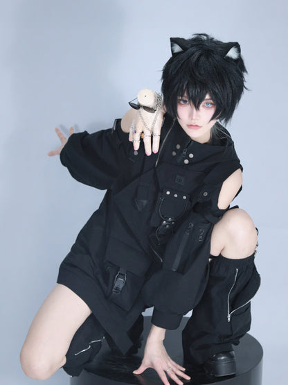 Dark Hooded Jacket + Shorts + Leg Covers