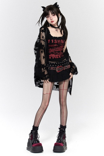 スターホローフードパーカー+ロックタンクトップス