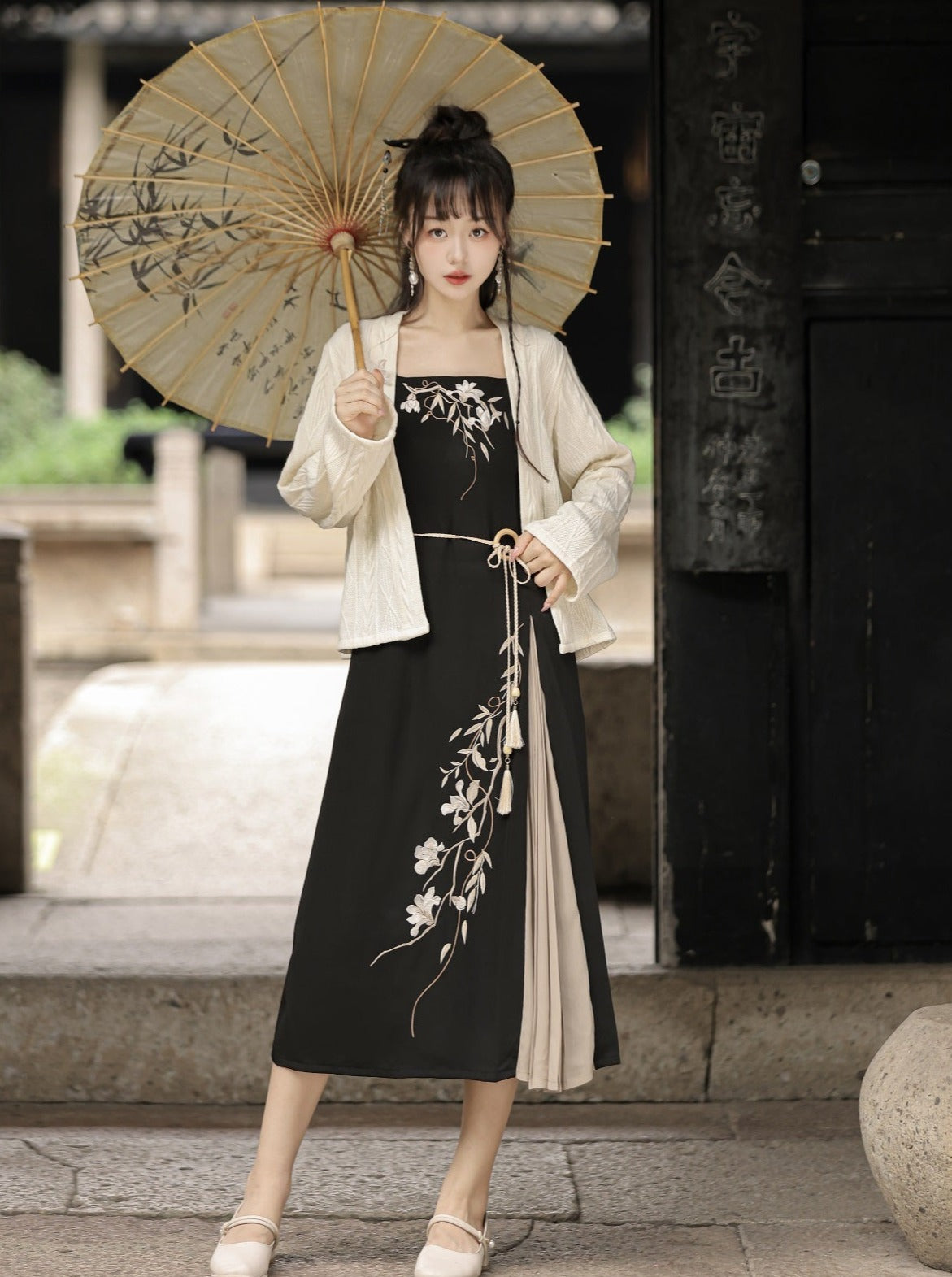 Flower china suspender dress + china outerwear