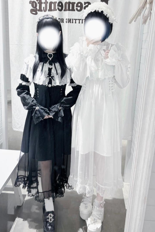 Elegant Lace Cape Long Dress