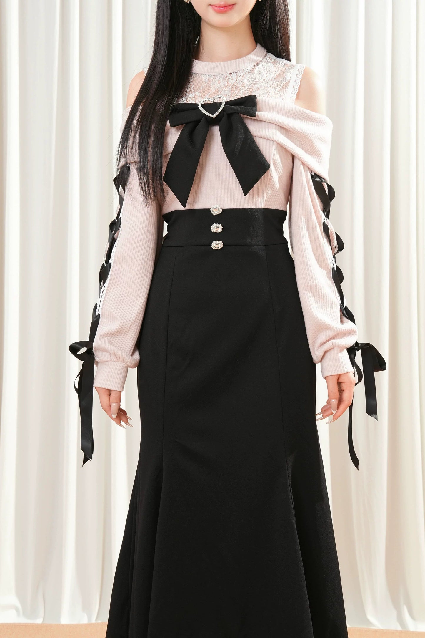 リボンマーメイドレースアップドレス