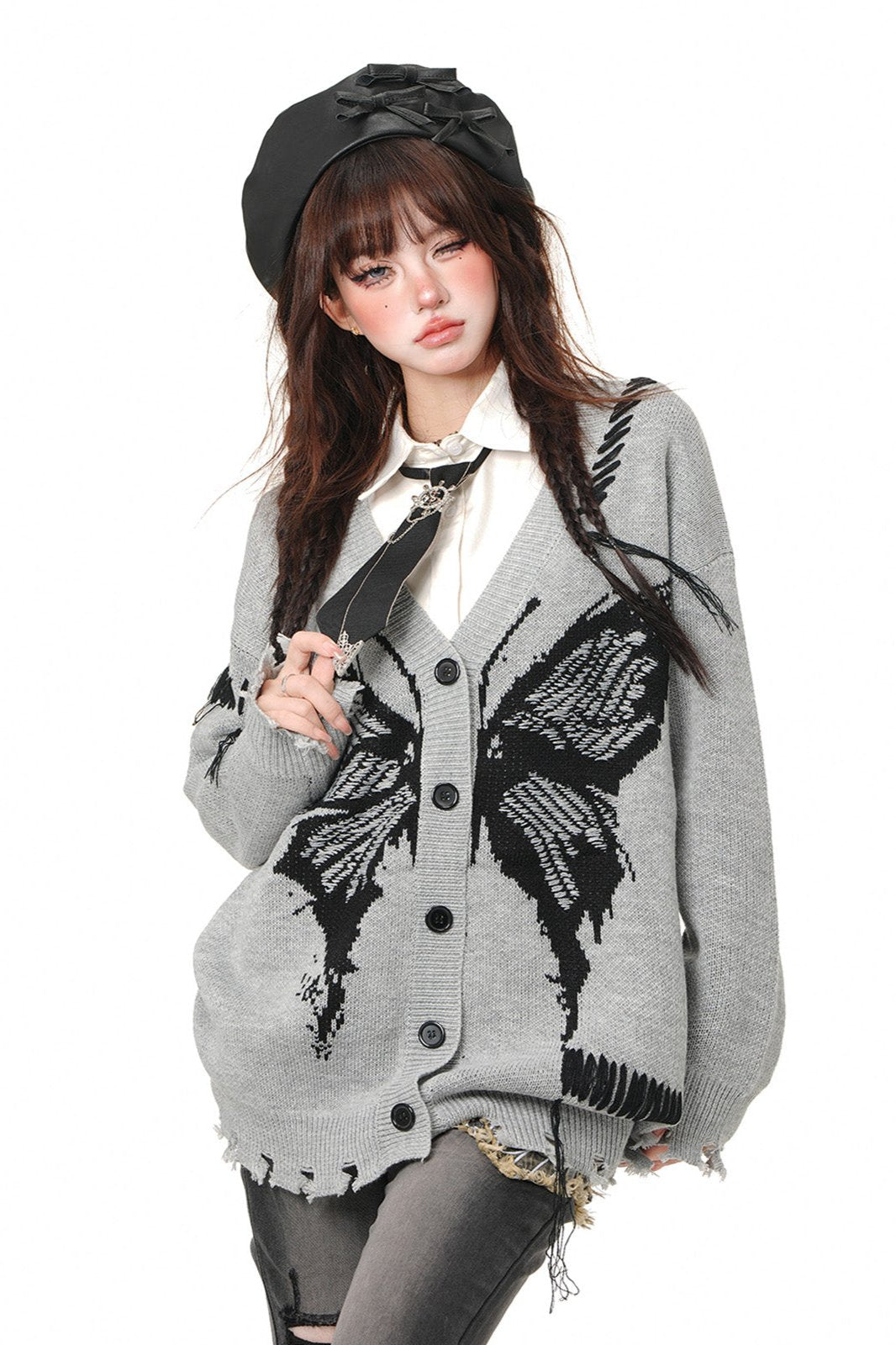 Art School Loose Knit Cardigan Jacket