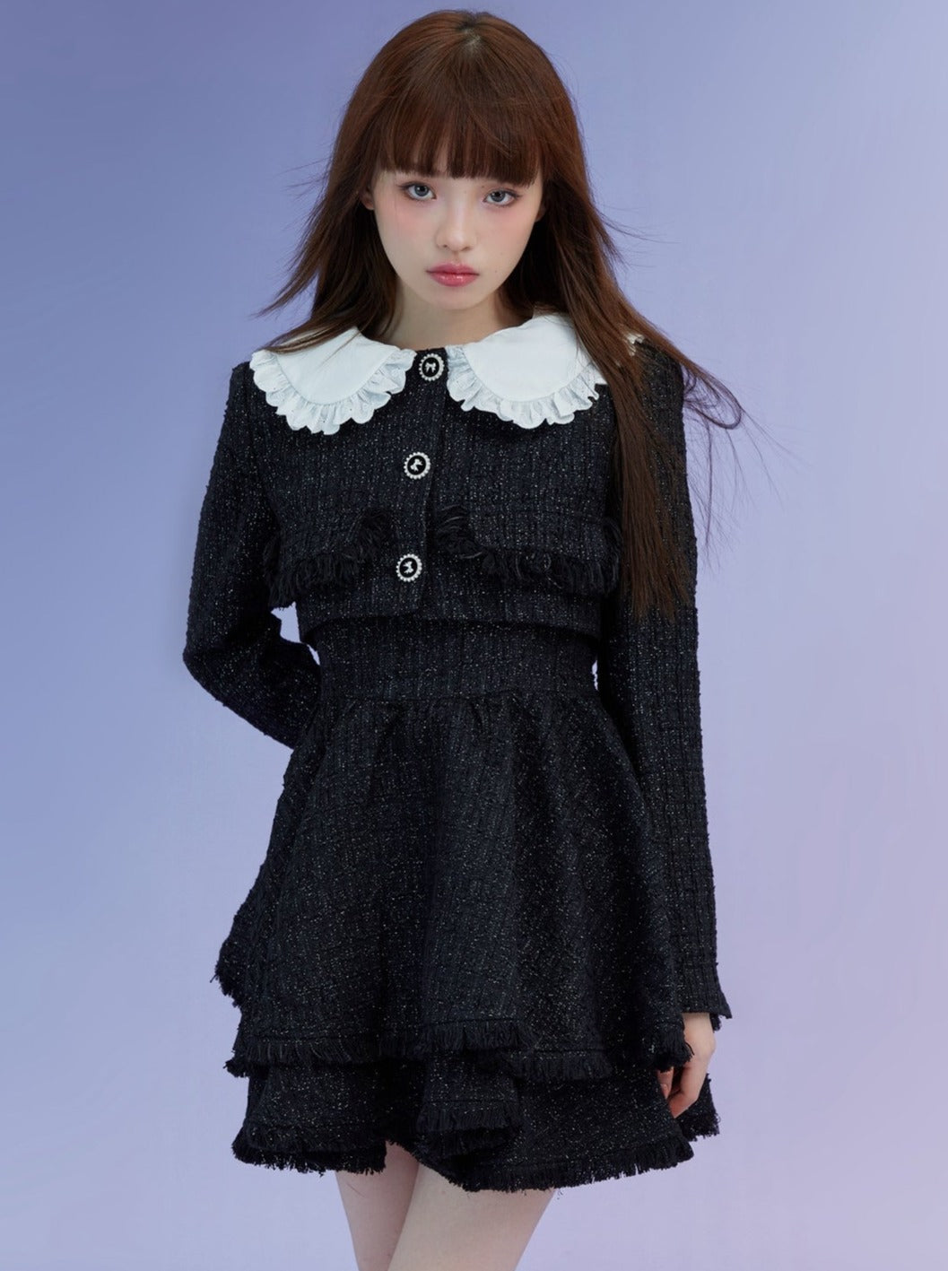 Doll Tweed Jacket + Strap Dress