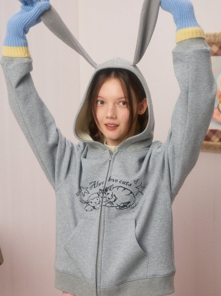 Oversized rabbit hooded parka