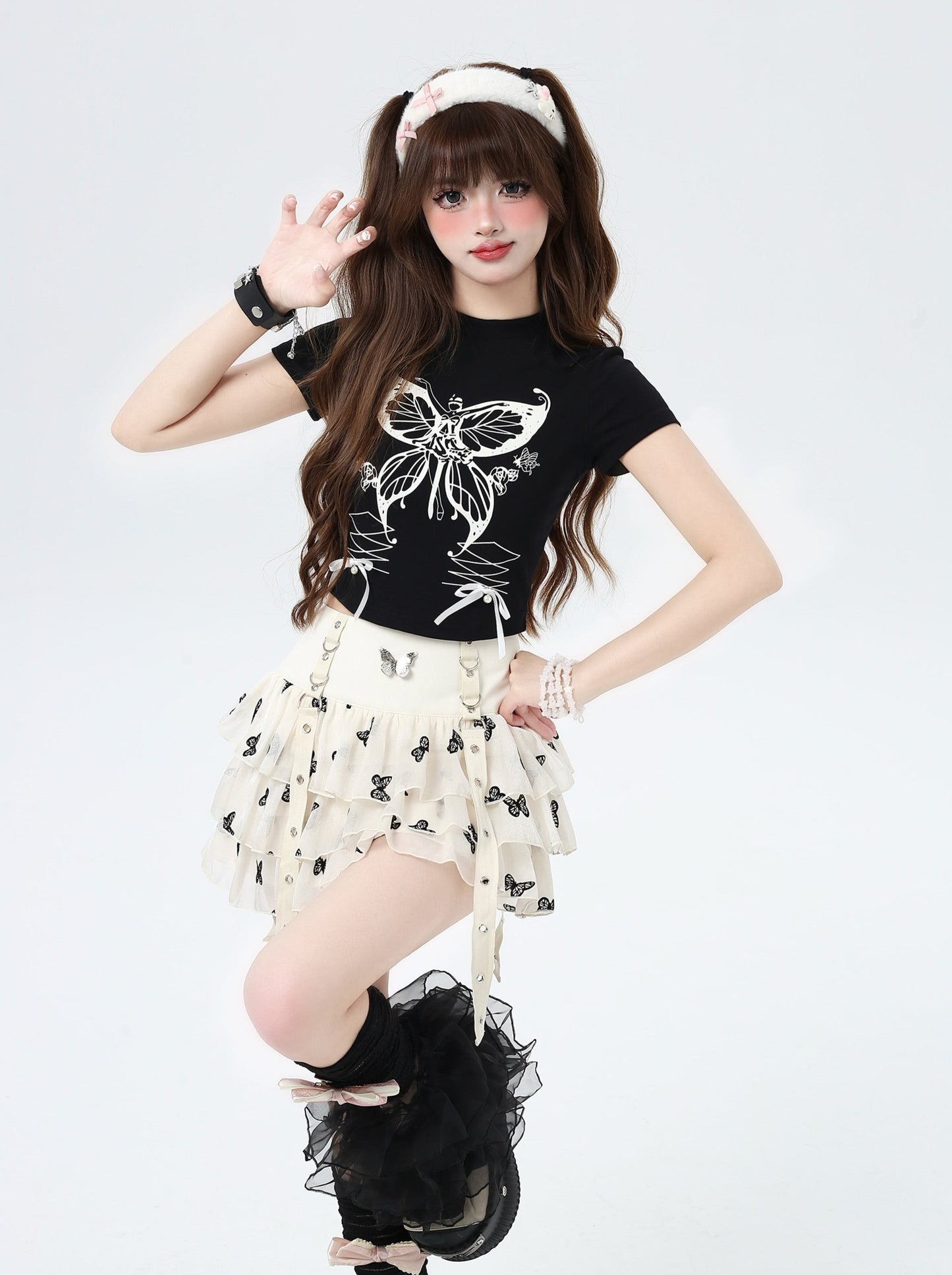 [5.31 95% de réduction] papillon y2k punk A-line cake in the early morning, puffy skirt, mesh skirt, female summer